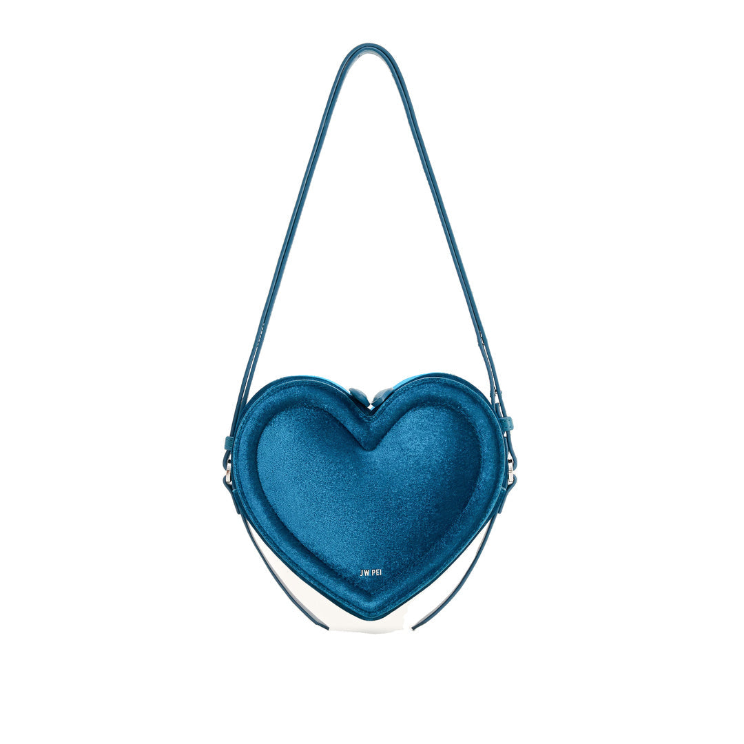 JW PEI Arlene Velvet Heart Shaped Bag - Blue by JW PEI