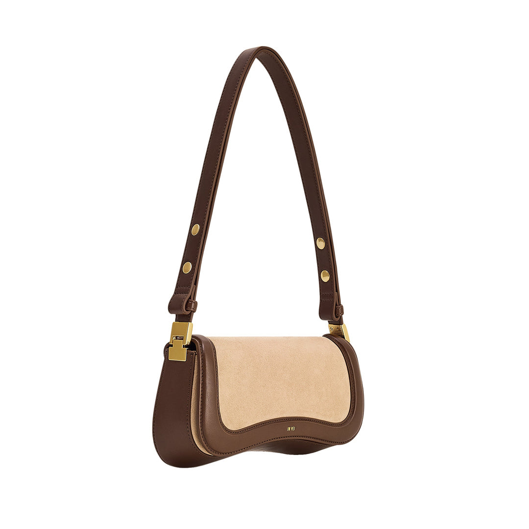 JW PEI Joy Faux Suede Shoulder Bag - Khaki Brown by JW PEI