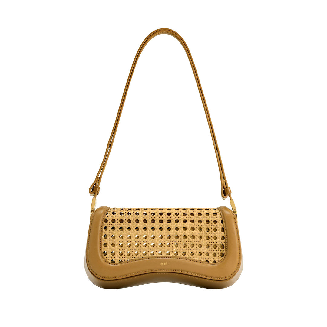JW PEI Joy Faux Bamboo Woven Shoulder Bag - Brown by JW PEI