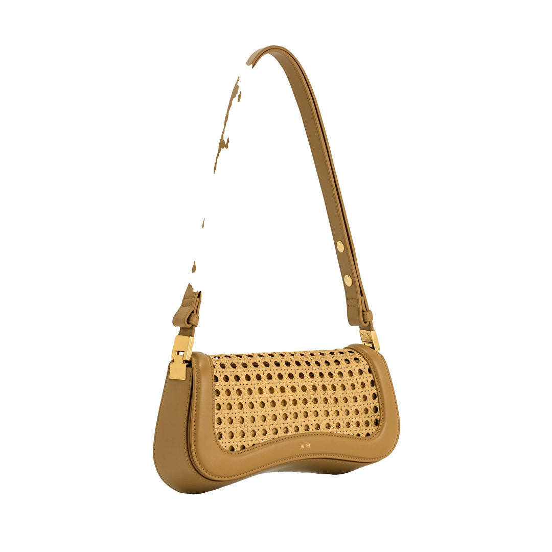 JW PEI Joy Faux Bamboo Woven Shoulder Bag - Brown by JW PEI