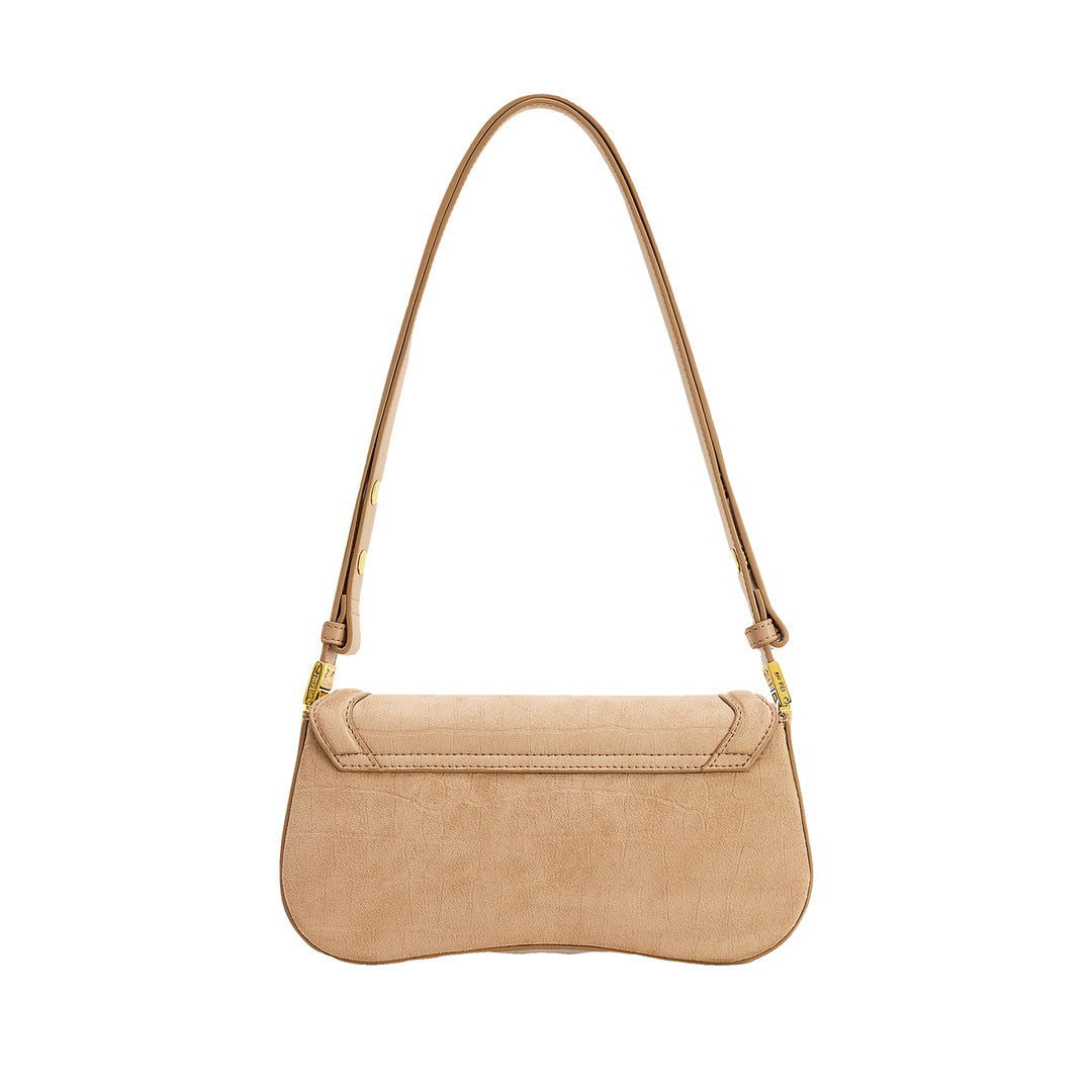 JW PEI Joy Croc-Embossed Faux Suede Shoulder Bag - Beige by JW PEI