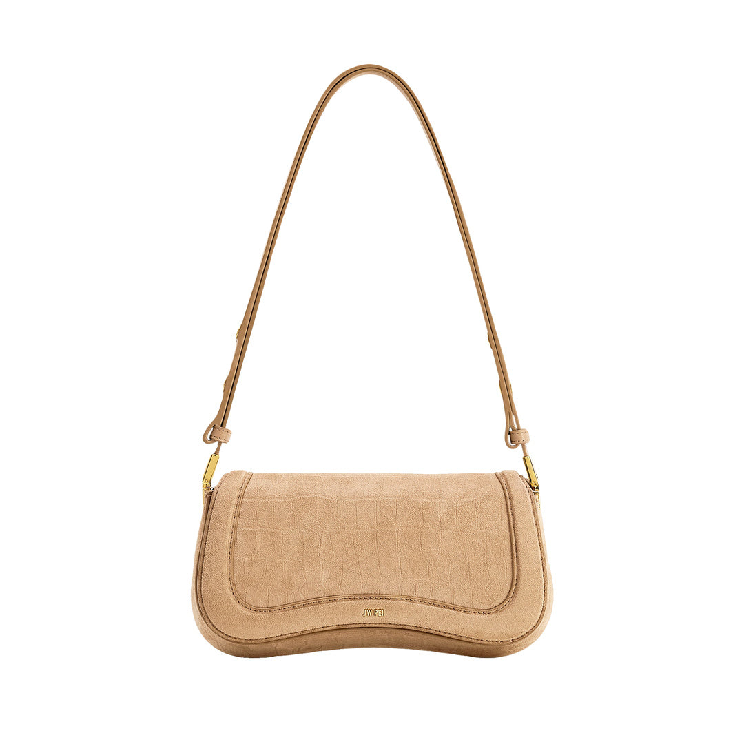 JW PEI Joy Croc-Embossed Faux Suede Shoulder Bag - Beige by JW PEI