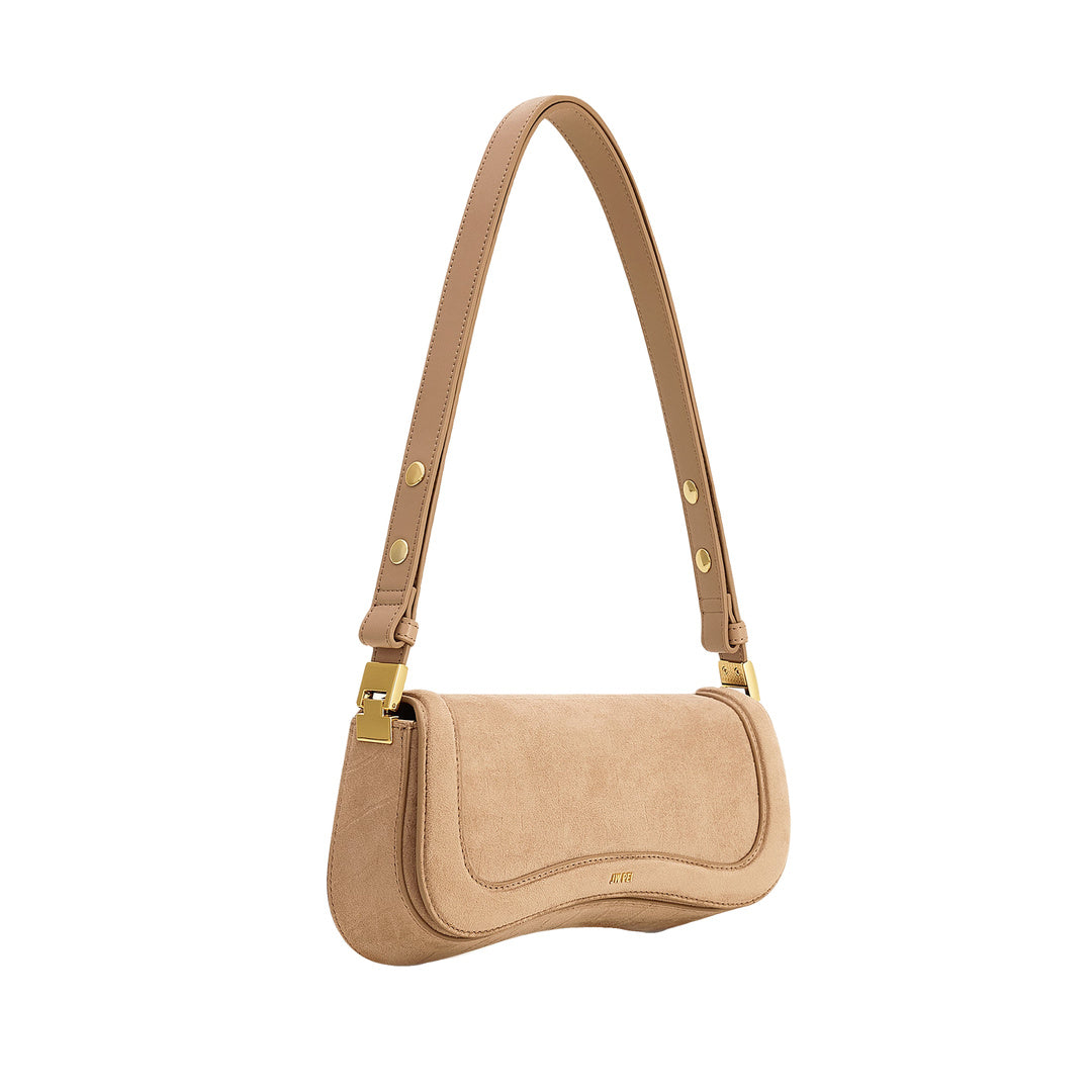 JW PEI Joy Croc-Embossed Faux Suede Shoulder Bag - Beige by JW PEI