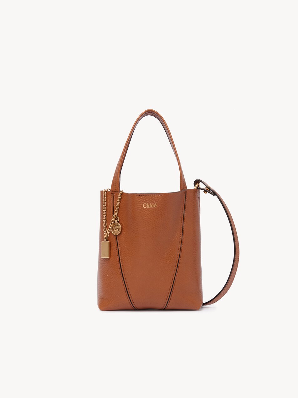 CHLOE Small Chloé Spin tote bag in grained leather Clay Brown by CHLOE