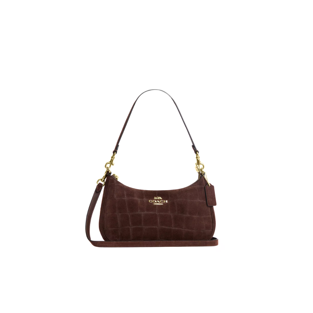 Coach Teri Shoulder Bag embossed crocodile Gold Maple by COACH