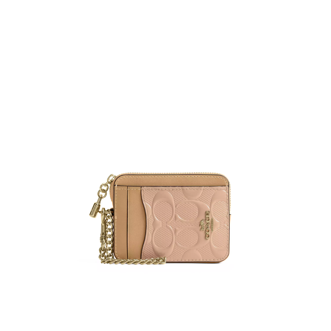 Coach Zip Card Case In Signature Leather With Charm by COACH