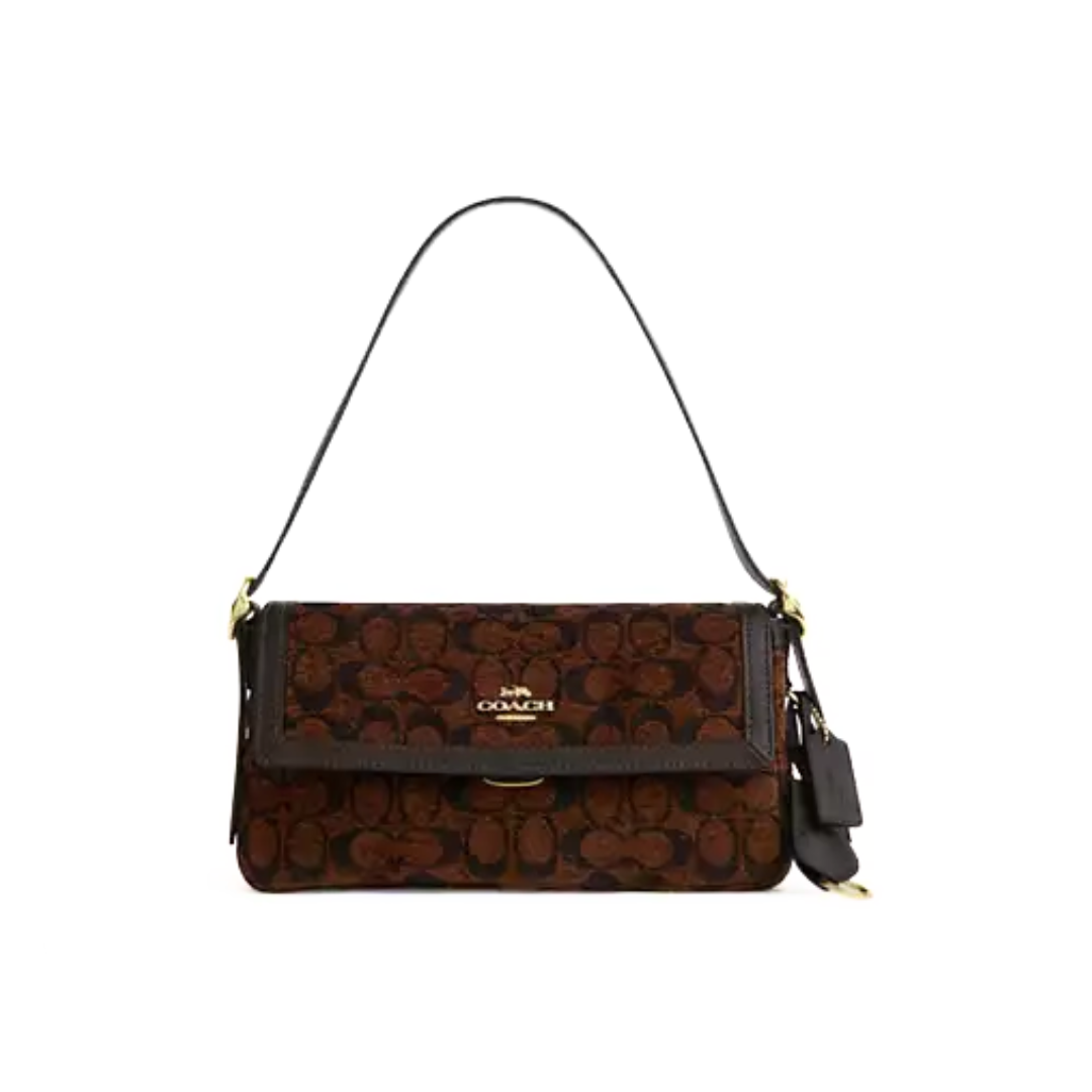 Coach Etta Small Flap Shoulder Bag In Signature Chenille Gold Truffle by COACH
