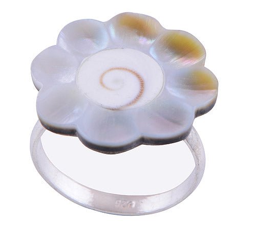 Shell 925 Sterling Silver Ring - R3400497-21