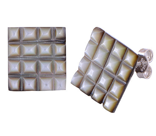 925 Sterling Silver Shell Stud Earrings - R6100115-4