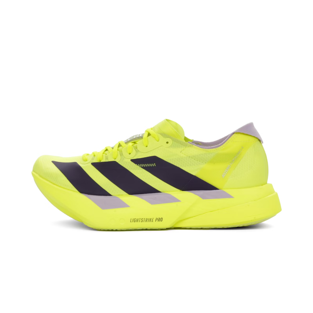 adidas Adizero Adios Pro 4 Solar Yellow Aurora Plum Powder Plum by ADIDAS RUNNING