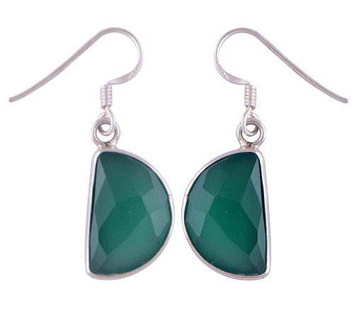 925 Sterling Silver Green Onyx Earrings - R3500161-7