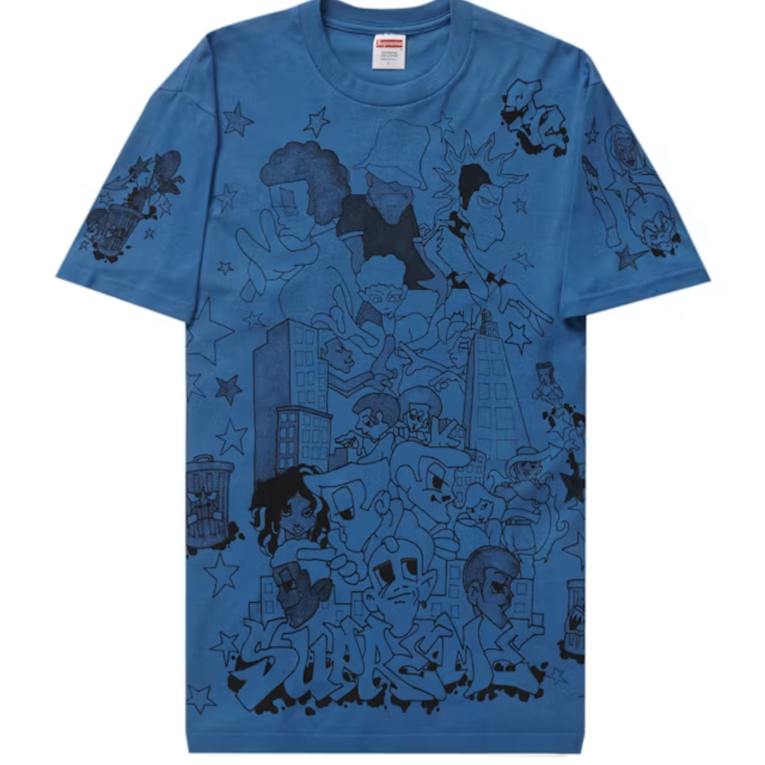 SUPREME DOWNTOWN TEE FADED BLUE by SUPREME
