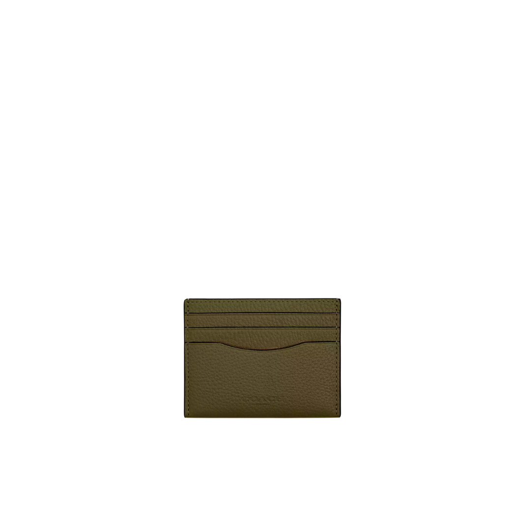 COACH Slim Id Card Case pebbled leather Silver Olive by COACH