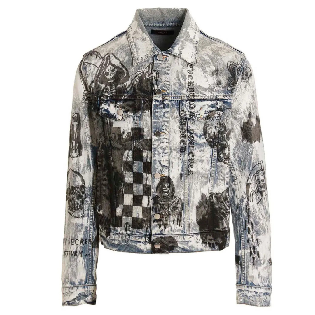 AMIRI X WES LANG SKETCH DENIM JACKET by AMIRI Apparel