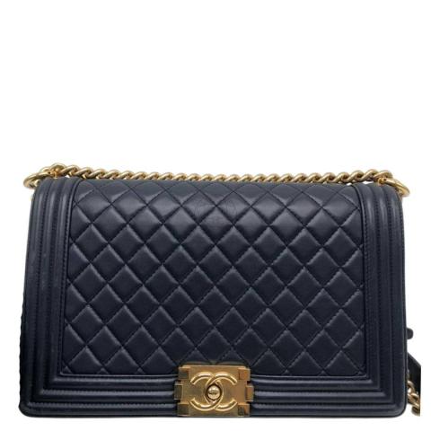 Chanel Boy Medium 28 – Dark Navy Lambskin with Gold Hardware - Zeuskicks