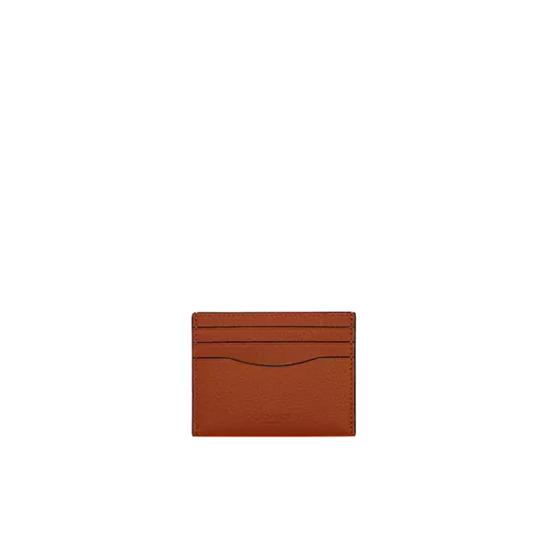 COACH Slim Id Card Case pebbled leather Amber Brown by COACH