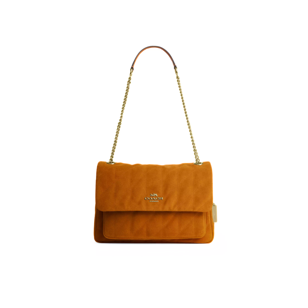 Coach Elodie Crossbody Bag With Quilting suede Gold Marigold by COACH