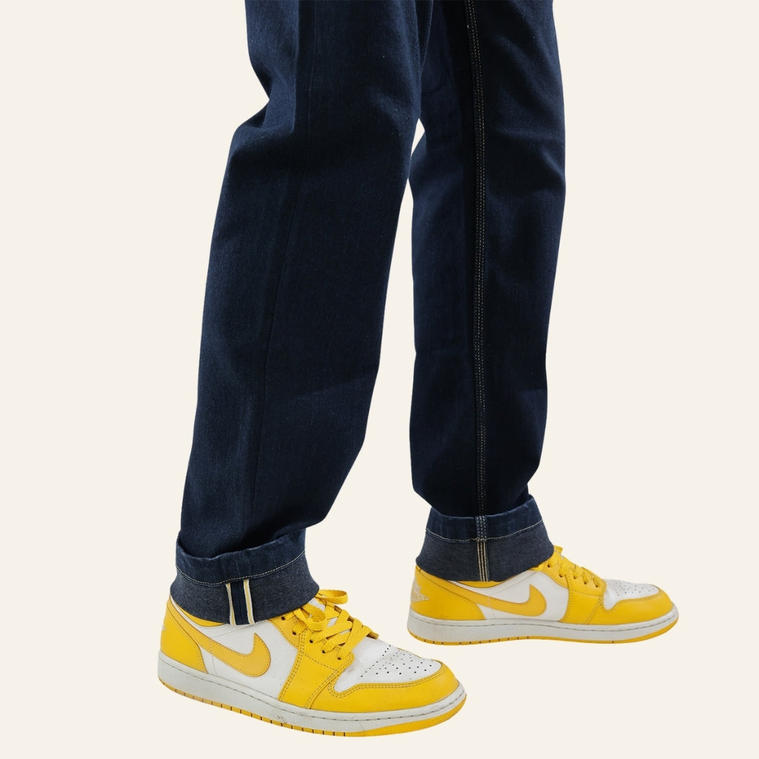 Men's Dark Blue Selvedge Jeans - Vintage India by Old Gene