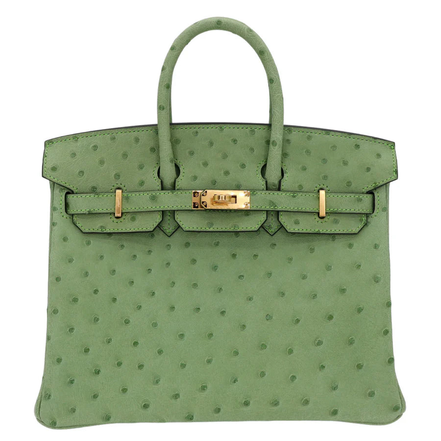 Hermès Birkin 25 – Vert Criquet Ostrich with Gold Hardware - Zeuskicks