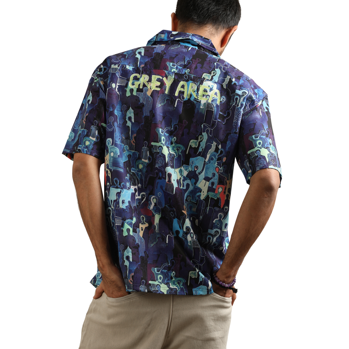 BLUE SPECTRUM CUBAN COLLAR SHIRT by GREY AREA