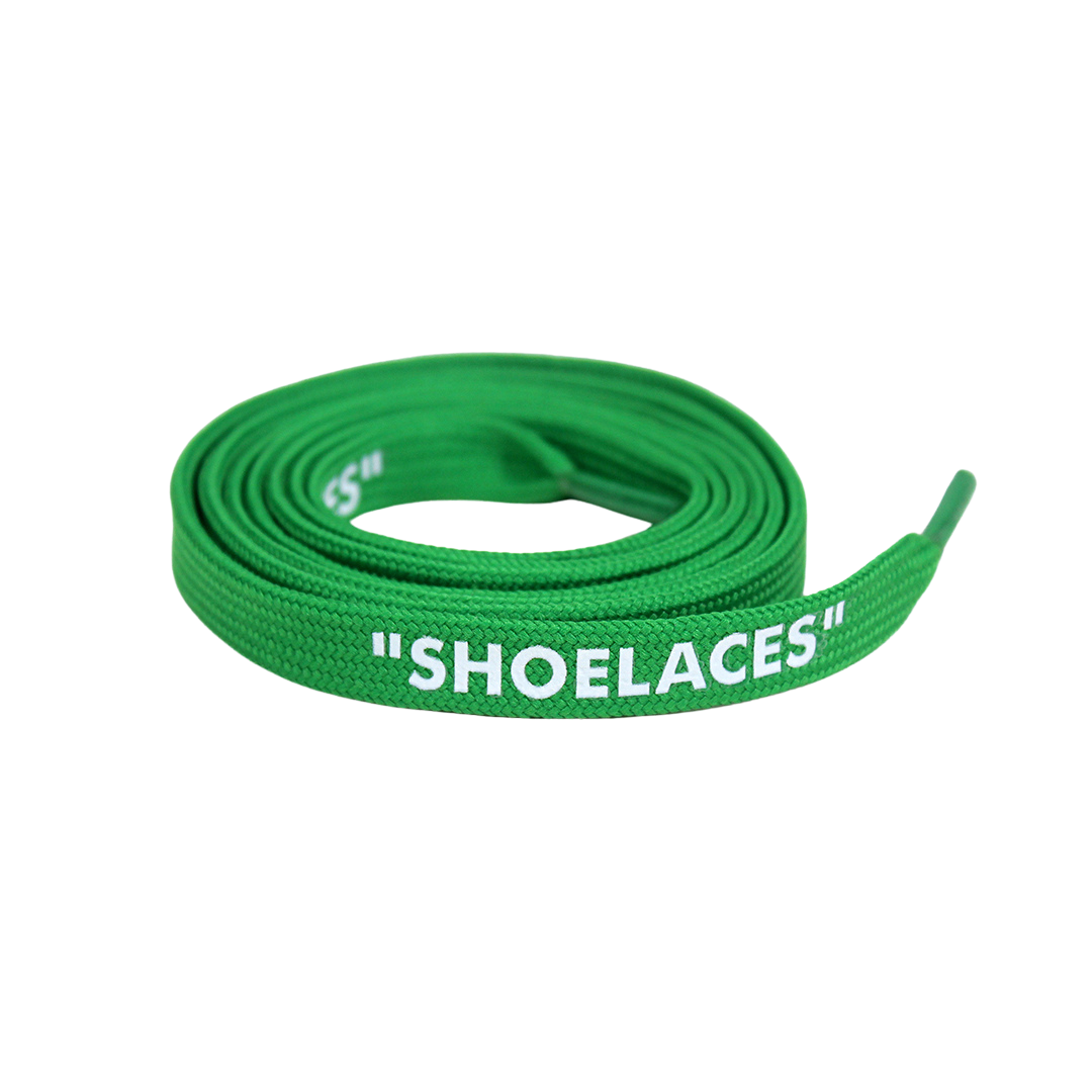 Green Off-White Style “SHOELACES” for Sneakers – Premium Flat Laces by KNOTTY by KNOTTY