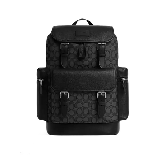 Coach Sprint Backpack In Signature Jacquard Silver Charcoal Black by COACH