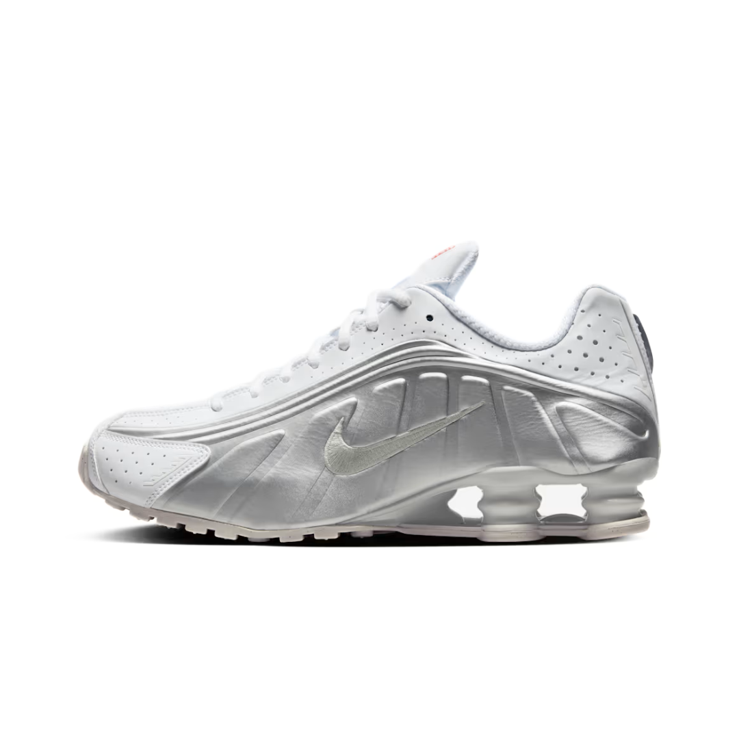 Nike Shox R4 White Bright Crimson Metallic Silver by NIKE