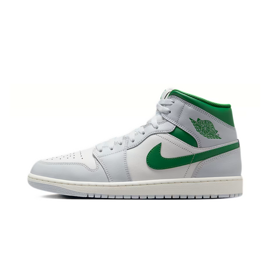 Jordan 1 Mid White Pure Platinum Pine Green by Nike Air Jordan