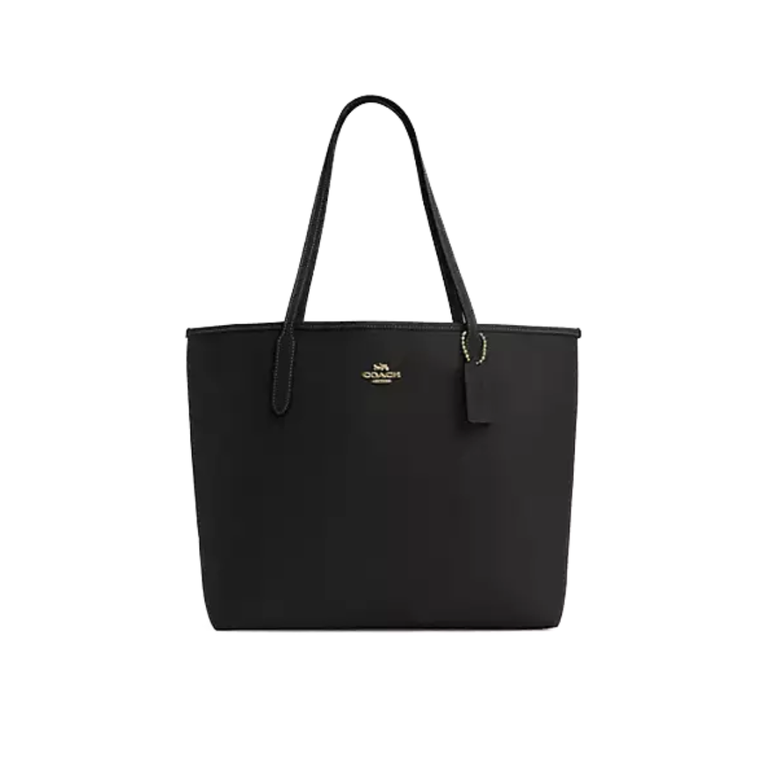 Coach City Tote Bag pebbled leather Gold Black by COACH