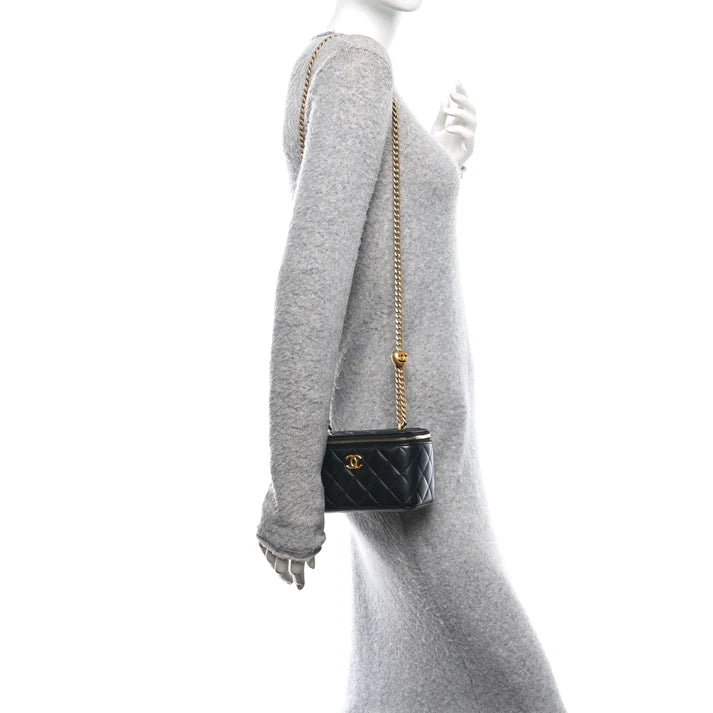 Chanel Lambskin Quilted Sweetheart Vanity Case – Black - Zeuskicks