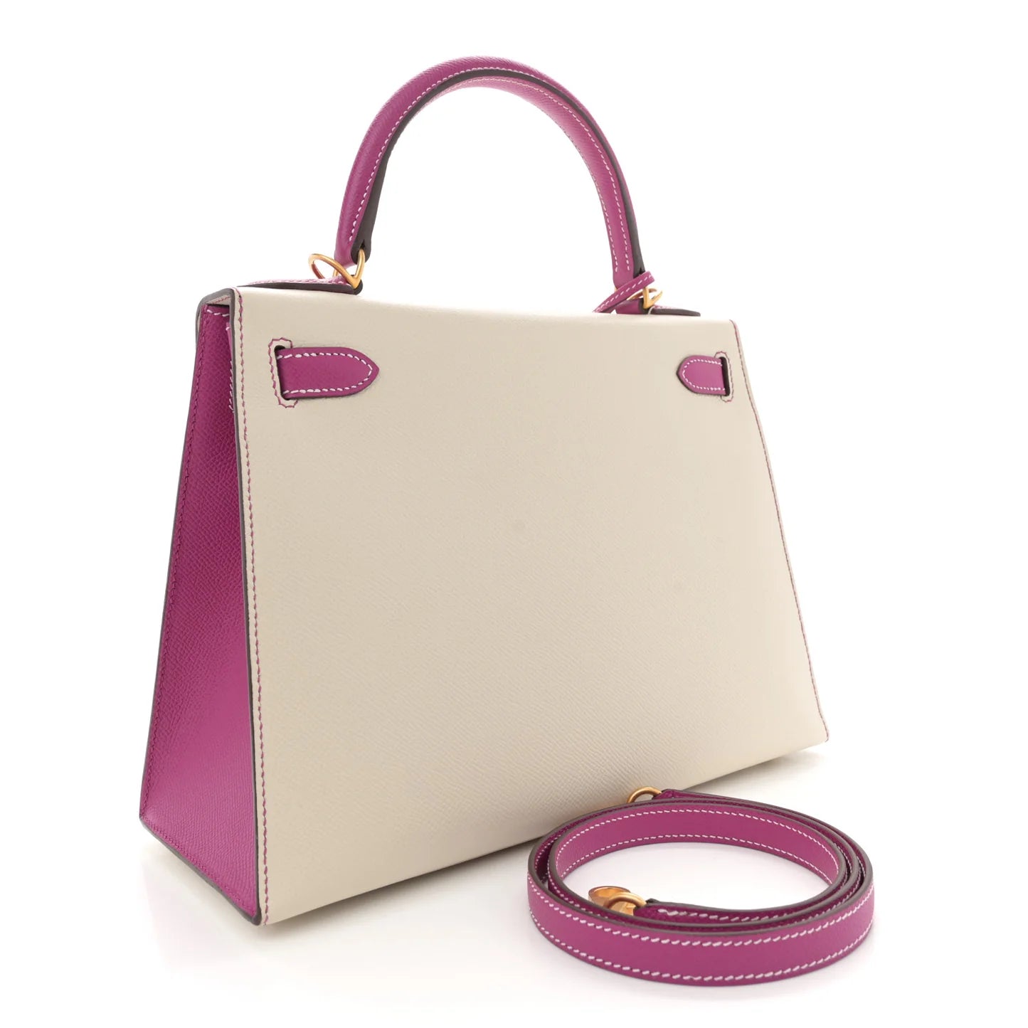 Hermès Horseshoe Kelly Sellier 28 – Craie & Rose Pourpre (2018, Gold Hardware)