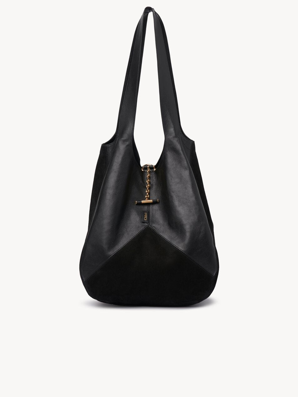 CHLOE Balloon bag in grained & suede leather Black by CHLOE