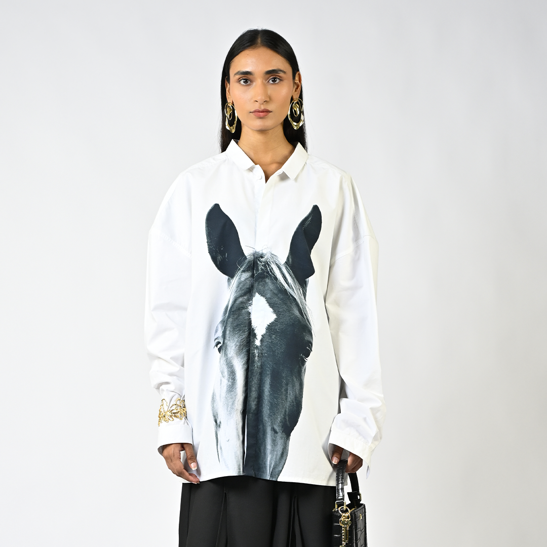 Horse printed cotton shirt by HUEMN