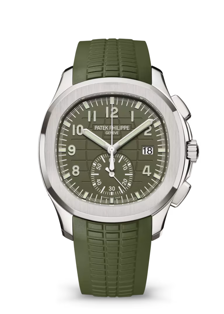 Patek Philippe Aquanaut 5968G-010 White Gold Flyback Chronograph Khaki Green Watch - Zeuskicks