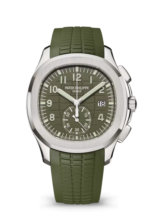 Patek Philippe Aquanaut 5968G-010 White Gold Flyback Chronograph Khaki Green Watch - Zeuskicks