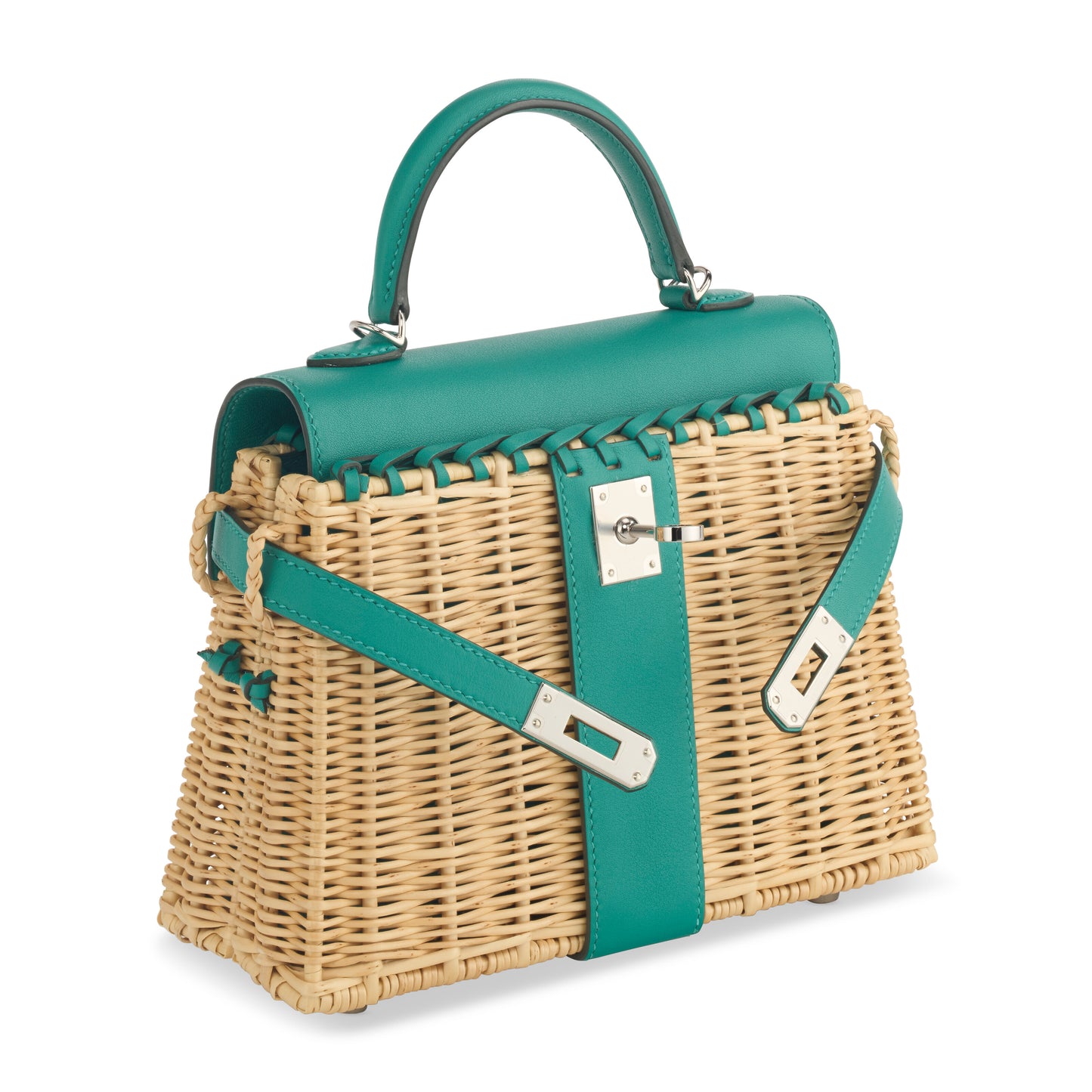 Hermès Mini Kelly Picnic 20 – Vert Vérone Swift Leather & Osier Wicker - Zeuskicks