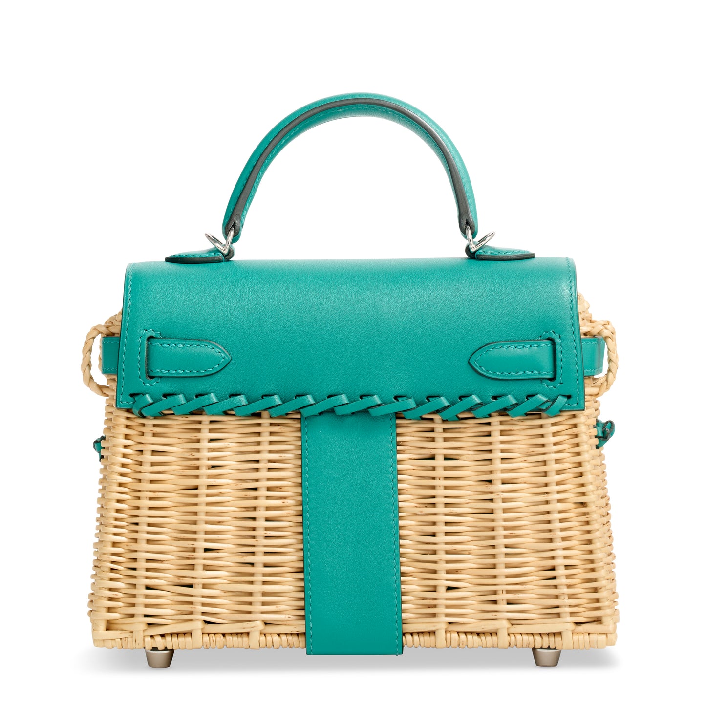 Hermès Mini Kelly Picnic 20 – Vert Vérone Swift Leather & Osier Wicker - Zeuskicks