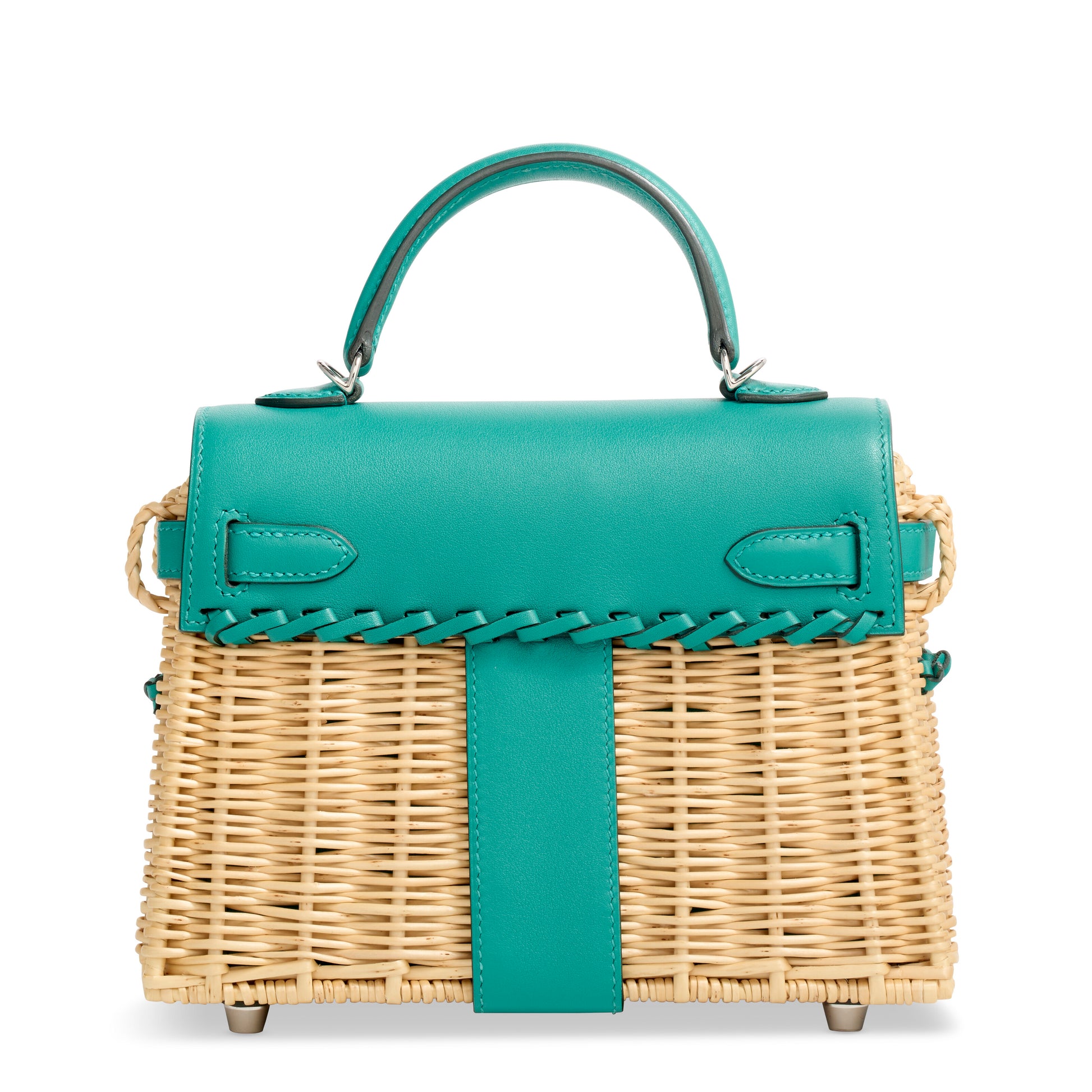 Hermès Mini Kelly Picnic 20 – Vert Vérone Swift Leather & Osier Wicker - Zeuskicks