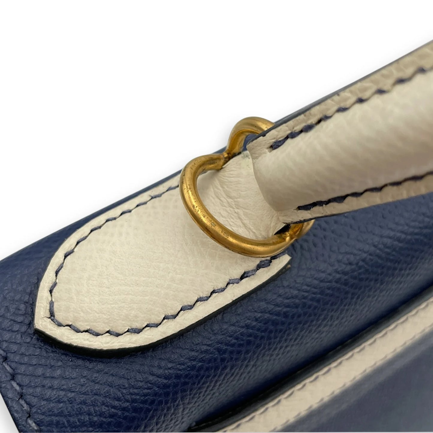 Hermès HSS Sellier Kelly 28 – Epsom Leather in Blue Sapphire/Craie with Brushed Gold Hardware - Zeuskicks
