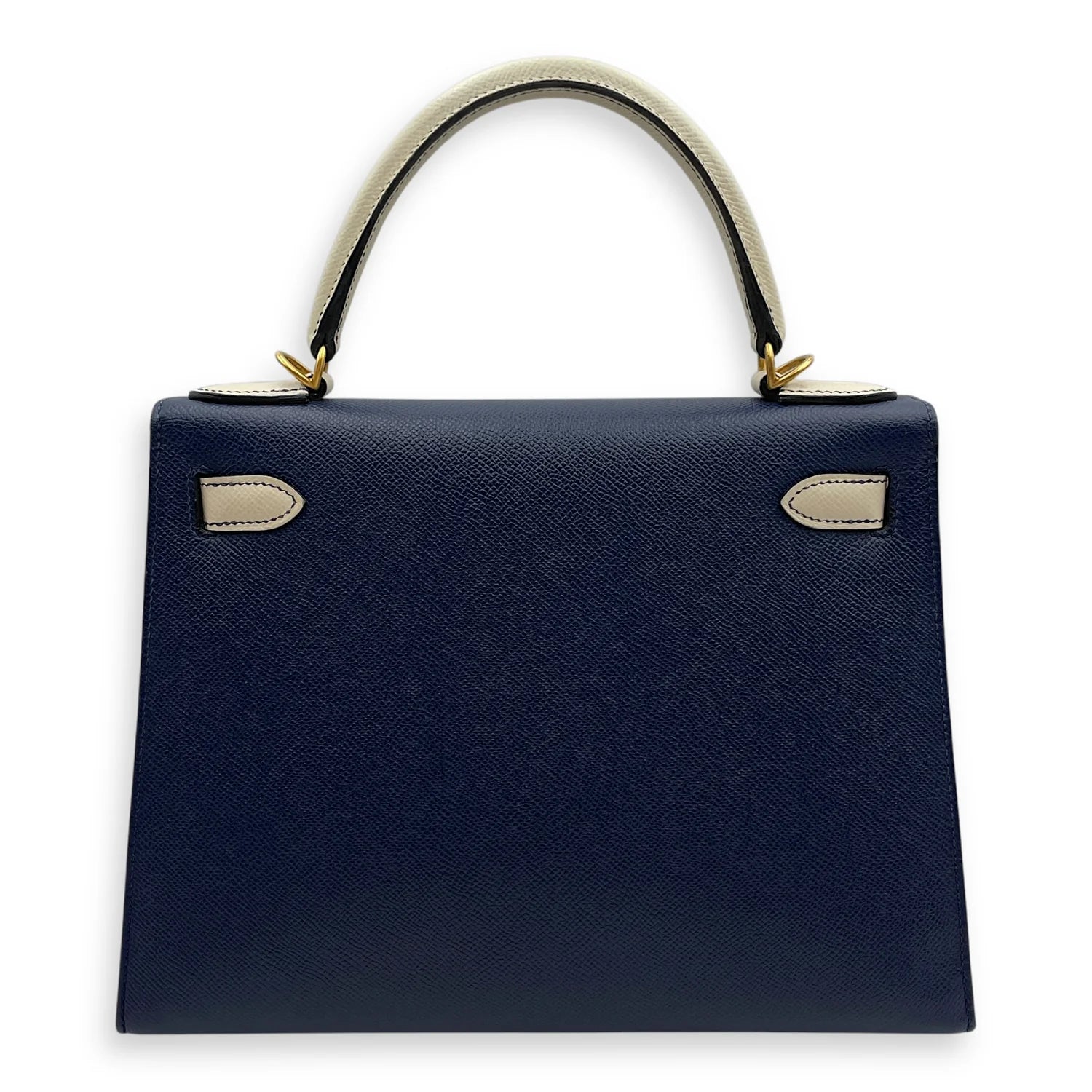 Hermès HSS Sellier Kelly 28 – Epsom Leather in Blue Sapphire/Craie with Brushed Gold Hardware - Zeuskicks