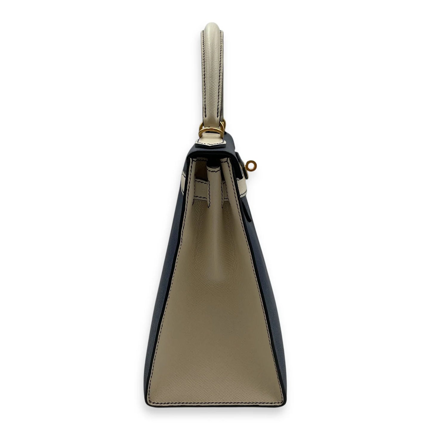 Hermès HSS Sellier Kelly 28 – Epsom Leather in Blue Sapphire/Craie with Brushed Gold Hardware - Zeuskicks