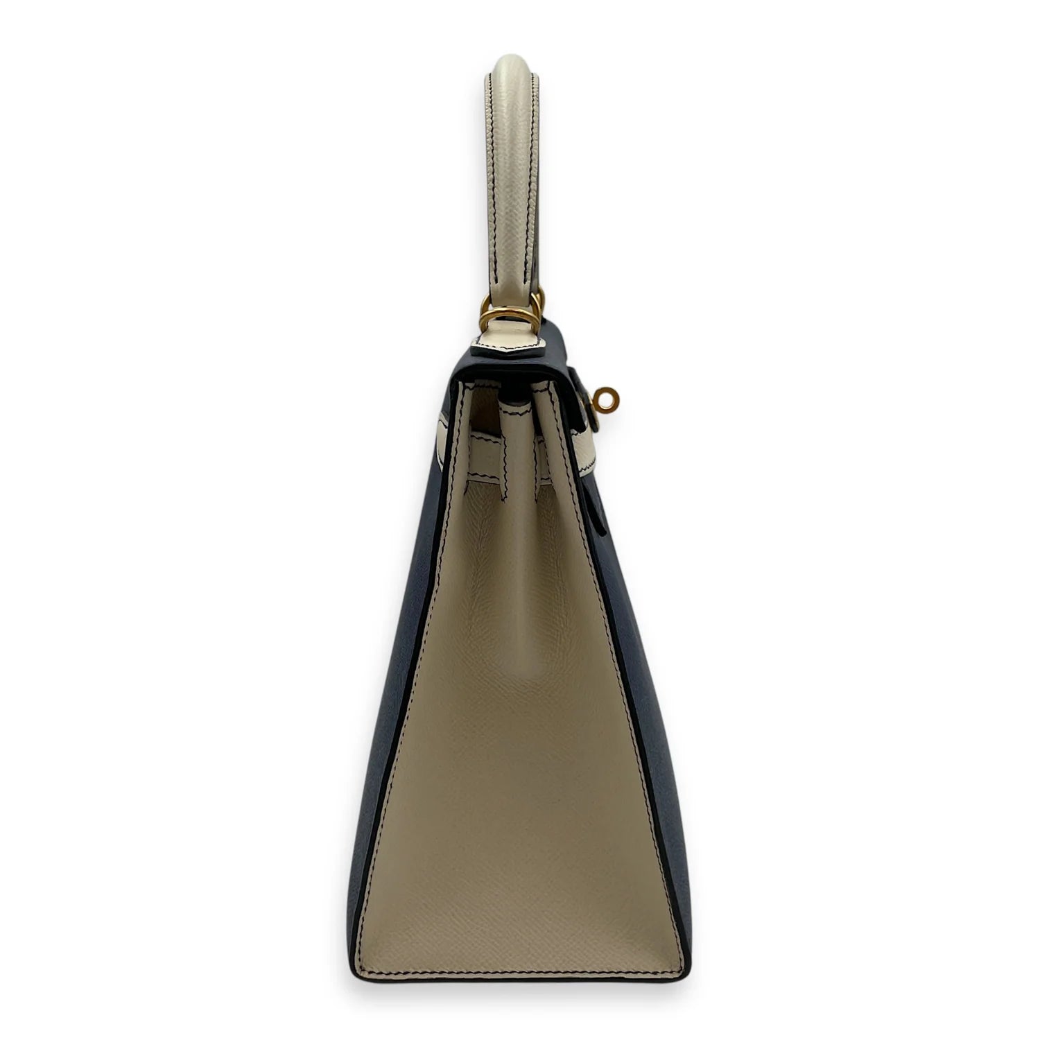 Hermès HSS Sellier Kelly 28 – Epsom Leather in Blue Sapphire/Craie with Brushed Gold Hardware - Zeuskicks