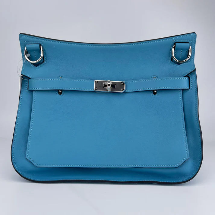 Hermès Gypsy 28 Bag – Epsom Leather in Aegean Blue with Silver Hardware - Zeuskicks