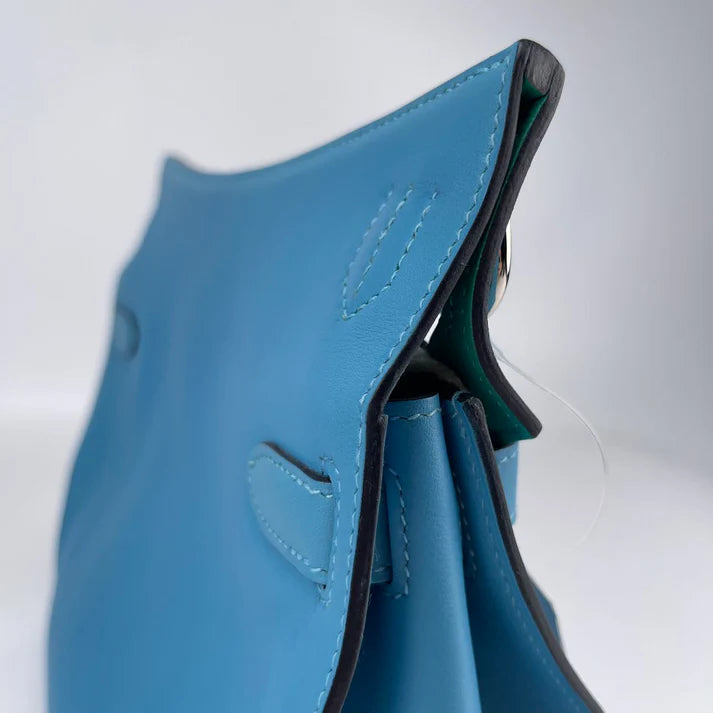 Hermès Gypsy 28 Bag – Epsom Leather in Aegean Blue with Silver Hardware - Zeuskicks