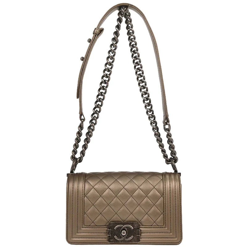 Chanel Boy Small Chain Shoulder Bag – Gold Caviar Leather - Zeuskicks