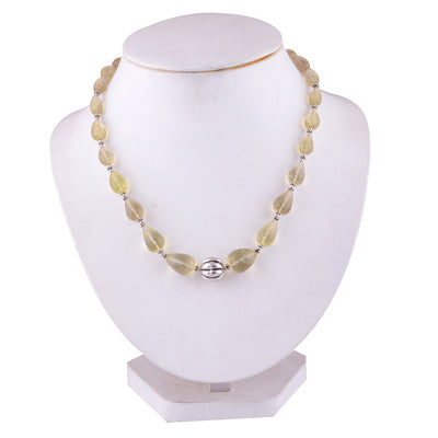 925 Sterling Silver Lemon Quartz Plain Gemstone Strings Necklace - R5700034-20