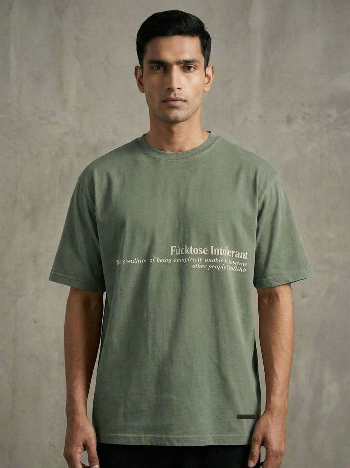 FUCKTOSE INTOLERANT T-SHIRT - SAGE by GREY AREA