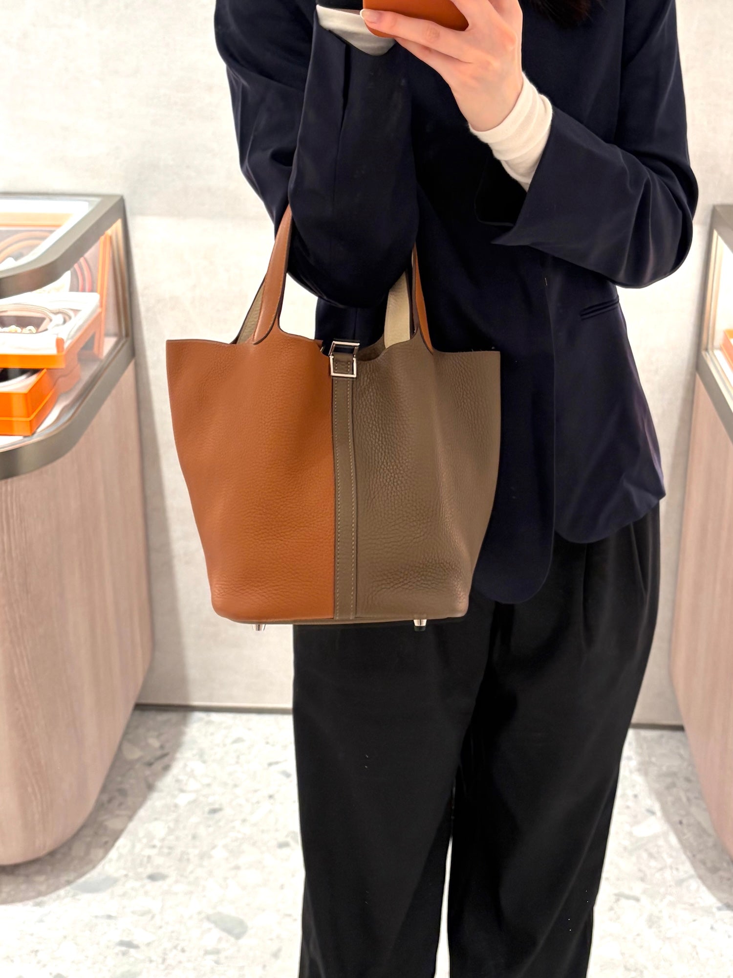 Hermès Picotin Lock MM – Clemence Leather in Casaque, Etoupe, and Nata with Palladium Hardware - Zeuskicks