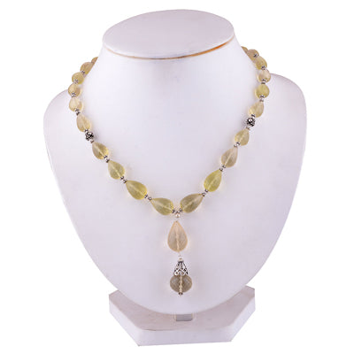 925 Sterling Silver Lemon Quartz Plain Gemstone Strings Necklace - R5700034-22