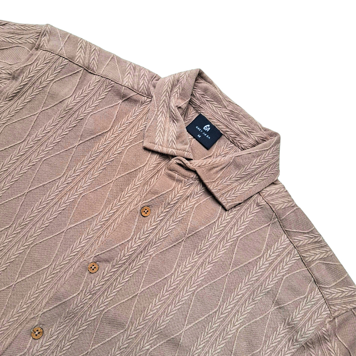 BROWN KNIT HALF SLEEVES SHIRT by GREY AREA